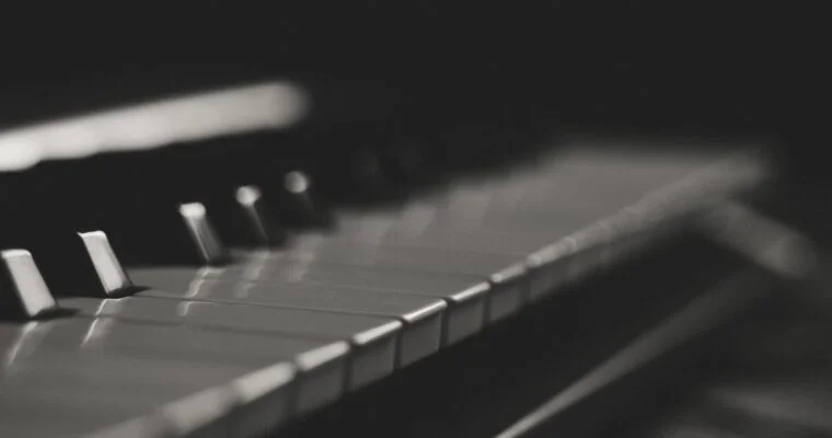 gray and black piano keys