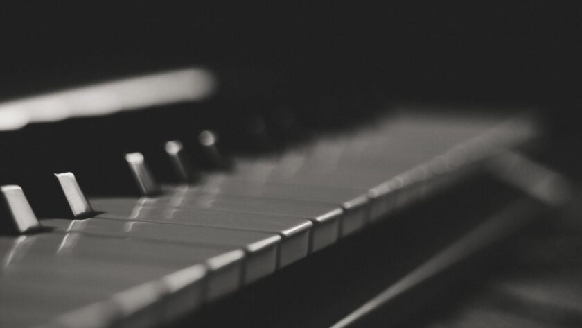 gray and black piano keys